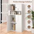 44 Inches Tall Bookshelf with Doors and Adjustable Shelf