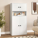 44 Inches Tall Bookshelf with Doors and Adjustable Shelf