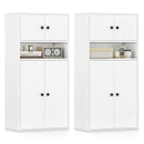 44 Inches Tall Bookshelf with Doors and Adjustable Shelf
