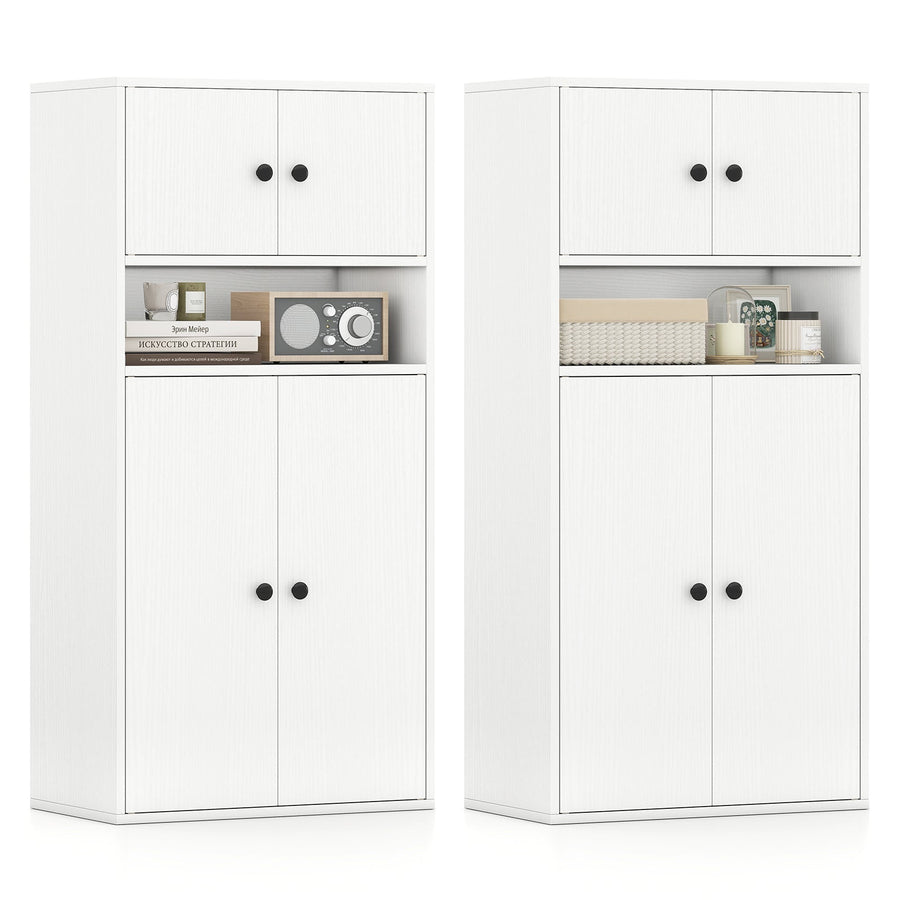 44 Inches Tall Bookshelf with Doors and Adjustable Shelf