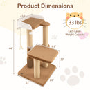 44 Inches Modern Cat Tree for Indoor Cats with Plush Padded Perch and Dangling Ball-Coffee