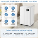 4500 Sq.Ft 54 Pints Dehumidifier with 3 Modesfor Home and Basement-White