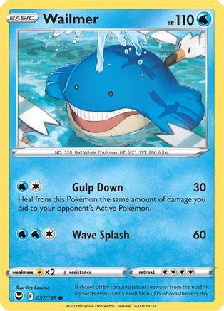 Wailmer 037/195 - SWSH12 Silver Tempest Reverse Holofoil