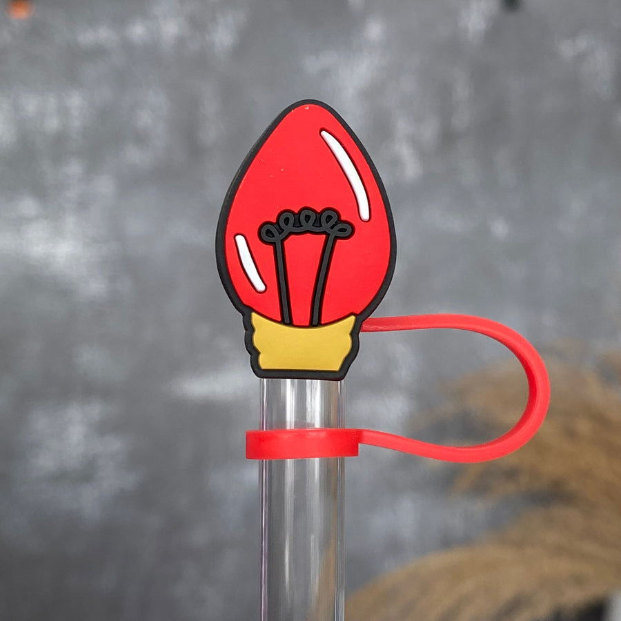Christmas Light Straw Topper- Red