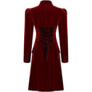 Retro-chic Fitted Waistline Printed Long-sleeve Stand-collar Coat