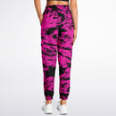 Pink and Black Rave Glitch Splatter Unisex Cargo Joggers (Fleece Lined)