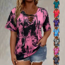 Plus-size Womens Tie-dye Print Short-sleeve T-shirt