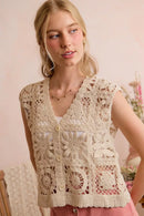 SO ME Summer Crochet Patterned Sleeveless Vest Top