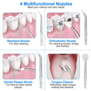 Portable Water Dental Flosser Cordless Rechargeable Dental Oral Irrigator IPX7 Waterproof Teeth Cleaner with 4 Modes 4 Nozzles 10.15oz Detachable Wate