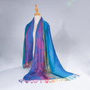 Ethnic-style Fallwinter Colorful Gradient Feather-patterned Neck Scarf