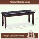 Upholstered Bench with Tufted Seat and Wood Legs, 45.5"