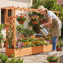 45 Inch Tall Wooden Raised Garden Bed with Side Trellis and Hanging Roof Drainage Holes