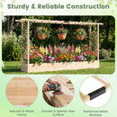 45 Inch Tall Wooden Raised Garden Bed with Side Trellis and Hanging Roof Drainage Holes