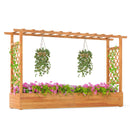 45 Inch Wooden Raised Garden Bed with Lattice Trellis for Outdoor-Natural