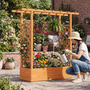 45 inch Tall Wooden Raised Garden Bed with Side Trellis and Hanging Roof