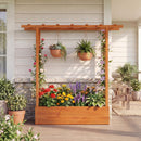 45 inch Tall Wooden Raised Garden Bed with Side Trellis and Hanging Roof