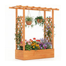 45 inch Tall Wooden Raised Garden Bed with Side Trellis and Hanging Roof