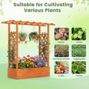 45 inch Tall Wooden Raised Garden Bed with Side Trellis and Hanging Roof