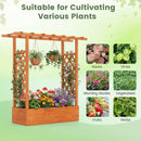 45 inch Tall Wooden Raised Garden Bed with Side Trellis and Hanging Roof