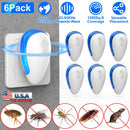 6 Pack Ultrasonic Pest Repeller Indoor Plug In Bug Repellent Mosquito Spider Ant Roaches Mice Control for Bedroom Garage Warehouse Office