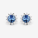 1.87 Carat Genuine Blue Sapphire and White Diamond 14K White Gold Earrings