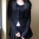 Off-Shoulder Knitted Lapel Cardigan
