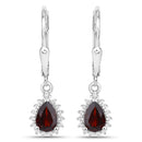 1.88 Carat Genuine Garnet and White Topaz .925 Sterling Silver Jewelry Set