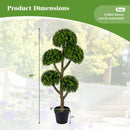 46-Inch Artificial Boxwood Topiary Tree Fake Potted Boxwood Tree with 5 Ball