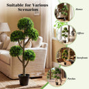 46-Inch Artificial Boxwood Topiary Tree Fake Potted Boxwood Tree with 5 Ball