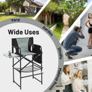 46 Inches Tall Directors Chair with Foldable Side Table and Footrest-Gray
