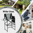 46 Inches Tall Directors Chair with Foldable Side Table and Footrest-Gray