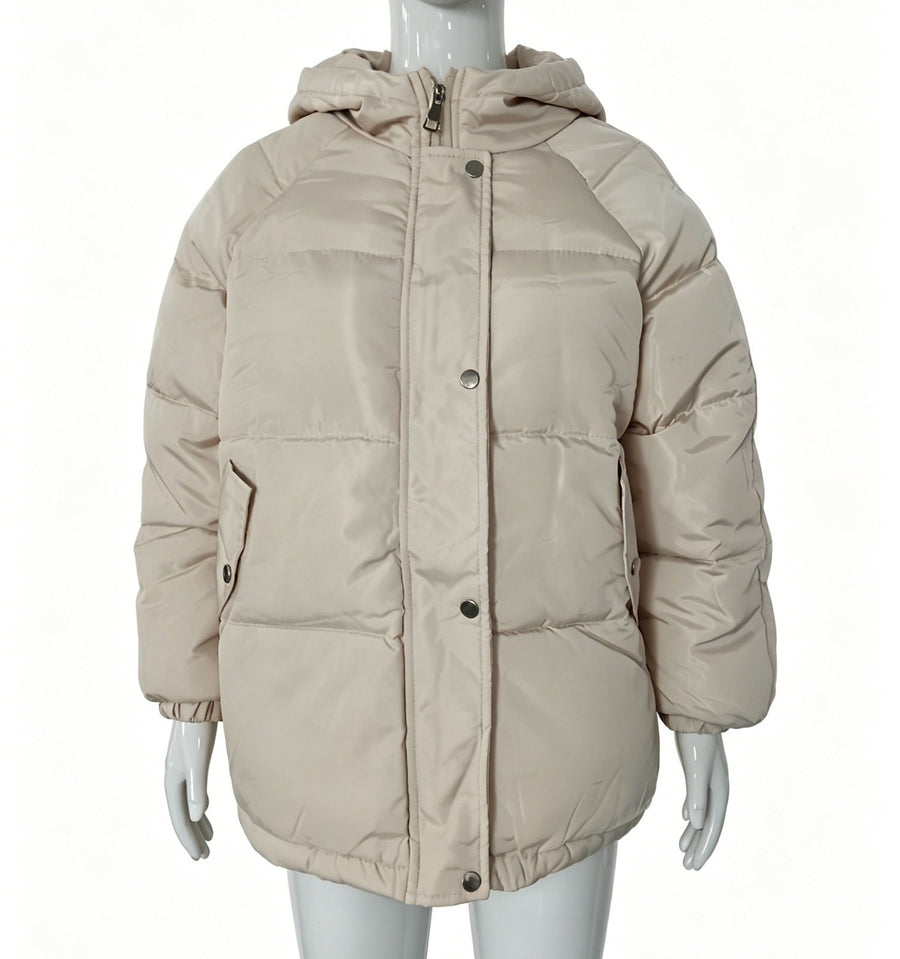 Womens Winter American-Style Fake Two-Piece Patchwork Hooded Cotton Padded Coat