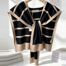 Fashionable Striped Knitted Cape For Women