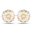 14K Yellow Gold Plated 2.70 Carat Genuine Ethiopian Opal .925 Sterling Silver Earrings