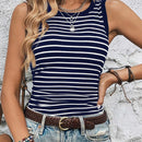 Women's Casual Contrast Color Round Neck Vest