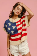 BiBi Star Patches American Flag Sleeveless Sweater