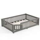 Montessori Floor Bed with Safety Guardrails and Lockable Door