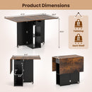 47.5 Inch Farmhouse Extendable Wooden Dinner Table with Lockable Wheels