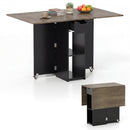 47.5 Inch Farmhouse Extendable Wooden Dinner Table with Lockable Wheels