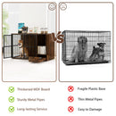47.5 inch Dog Crate Furniture with Hidden Pull-out Bowls in Drawer for Small and Medium Dogs-Rustic Brown