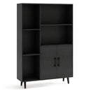 4 Inch Floor Bookshelf with 5 Open Compartments and Storage Cabinet-Black
