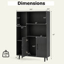 4 Inch Floor Bookshelf with 5 Open Compartments and Storage Cabinet-Black