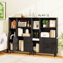 4 Inch Floor Bookshelf with 5 Open Compartments and Storage Cabinet-Black