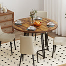 47 Inch Dining Table for 4-6 People Round Kitchen Table with Cross Base