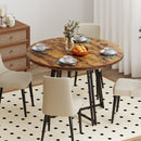 47 Inch Dining Table for 4-6 People Round Kitchen Table with Cross Base