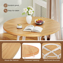 47 Inch Dining Table for 4-6 People Round Kitchen Table with Cross Base