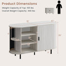 47 Inch Fluted Sideboard Buffet Cabinet with Tambour Sliding Doors and Metal Legs