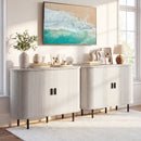 47 Inch Fluted Sideboard Buffet Cabinet with Tambour Sliding Doors and Metal Legs