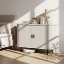 47 Inch Fluted Sideboard Buffet Cabinet with Tambour Sliding Doors and Metal Legs
