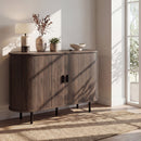 47 Inch Fluted Sideboard Buffet Cabinet with Tambour Sliding Doors and Metal Legs